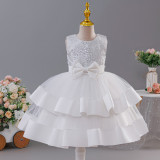 Girls' Double Layer Mesh Bow Dress