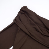 Women Autumn/Winter Solid Elegant Off-Shoulder Long-Sleeve Dress