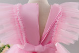 Girls' Red Summer Puffy Tulle Princess Dress