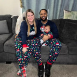 Women Christmas Letter Print Family Wear Long-Sleeved Pajamas Two-Piece Set