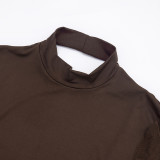 Women Elegant Sexy Backless Dress Long-Sleeve Ribbed Mesh Shawl Two-Piece Set