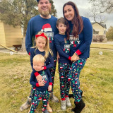 Women Christmas Letter Print Family Wear Long-Sleeved Pajamas Two-Piece Set