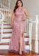 Plus Size Women Halter Neck Slit Sexy Dress