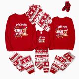 Women Christmas Letter Print Family Wear Long-Sleeved Pajamas Two-Piece Set