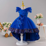 Girls' Mesh Sequin Train Princess Dress