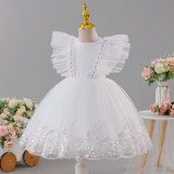 Girls' Red Summer Puffy Tulle Princess Dress