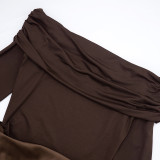 Women Autumn/Winter Solid Elegant Off-Shoulder Long-Sleeve Dress