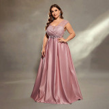 Plus Size Women Solid Sexy Party Maxi Dress
