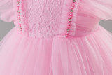 Girls' Red Summer Puffy Tulle Princess Dress