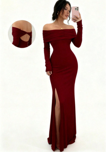 Women Long-Sleeved Off-Shoulder Sexy Bodycon Dress