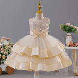 Girls' Double Layer Mesh Bow Dress