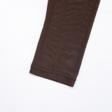 Women Elegant Sexy Backless Dress Long-Sleeve Ribbed Mesh Shawl Two-Piece Set