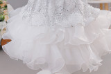 Girls' Christmas Princess Dress Wedding Dress Sequined Mesh Cake Puffy Dress