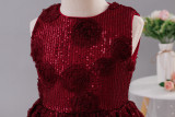 Girls' Christmas Princess Dress Wedding Dress Sequined Mesh Cake Puffy Dress