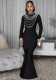 Women Beaded High-Neck Bodycon Maxi Dress