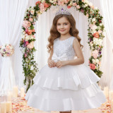 Girls' Double Layer Mesh Bow Dress