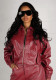 Women Turndown Collar Zipper Pullover Leather Jacket and Shorts Two-Piece Set
