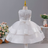 Girls' Double Layer Mesh Bow Dress