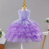 Girls Sequined Puffy Mesh Cake Princess Dress