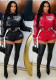 Women Stretchy PU Leather Embroidered Baseball Jacket and Shorts Two-Piece Set