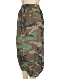 Women Camouflage Print Casual Denim Capri Pants