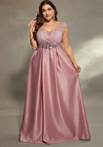 Plus Size Women Solid Sexy Party Maxi Dress