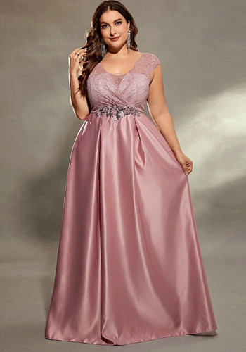 Plus Size Women Solid Sexy Party Maxi Dress