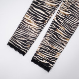 Women Autumn/Winter Lace Print Basic Stretchy Casual Pant