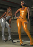Women Shiny Ribbon Sleeveless Vest and Pants Set