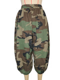 Women Camouflage Print Casual Denim Capri Pants