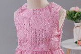 Girls' Christmas Princess Dress Wedding Dress Sequined Mesh Cake Puffy Dress