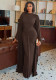 Women Elegant Sexy Backless Dress Long-Sleeve Ribbed Mesh Shawl Two-Piece Set