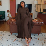 Women Elegant Sexy Backless Dress Long-Sleeve Ribbed Mesh Shawl Two-Piece Set