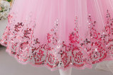 Girls' Red Summer Puffy Tulle Princess Dress