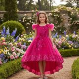 Girls' Mesh Sequin Train Princess Dress