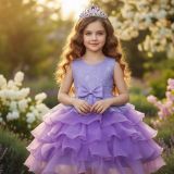 Girls Sequined Puffy Mesh Cake Princess Dress