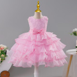 Girls Sequined Puffy Mesh Cake Princess Dress