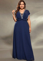 Plus Size Women LaceV Neck Sexy Dress