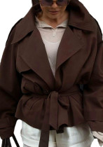 Women Spring Solid Tie-Up Jacket