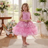 Girls' Christmas Princess Dress Wedding Dress Sequined Mesh Cake Puffy Dress