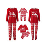 Women Christmas Reindeer Print Family Wear Long-Sleeved Pajamas Two-Piece Set