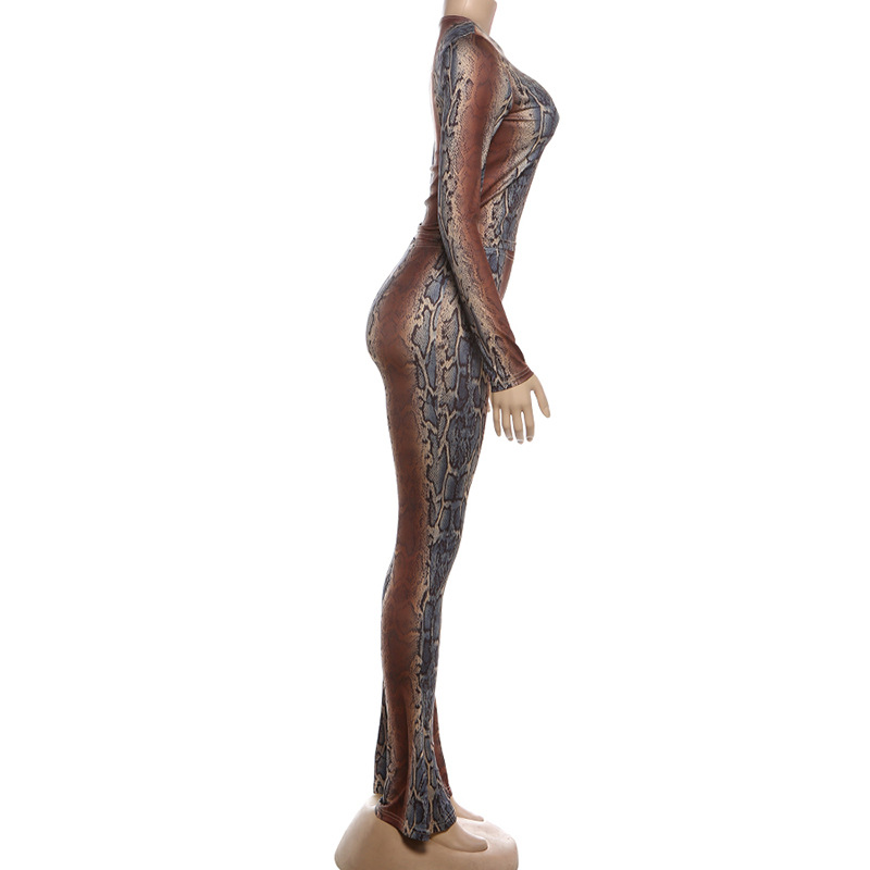 Women Autumn/Winter Long-Sleeved Top and Printed Pants Two-Piece Set