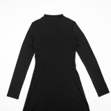 Women Autumn/Winter Solid Sexy Strapless Long-Sleeve Dress