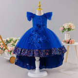 Girls' Mesh Sequin Train Princess Dress
