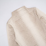 Women Autumn/Winter High-Neck Printed Long-Sleeved Bodycon Mini Dress