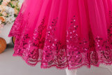 Girls' Red Summer Puffy Tulle Princess Dress
