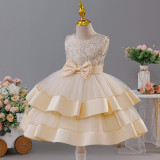 Girls' Double Layer Mesh Bow Dress