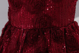 Girls' Christmas Princess Dress Wedding Dress Sequined Mesh Cake Puffy Dress