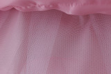 Girls' Birthday Formal Party Puff Sleeve Embroidered Train Cake Princess Dress