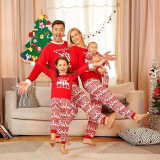 Women Christmas Reindeer Print Family Wear Long-Sleeved Pajamas Two-Piece Set